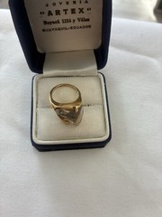 VINTAGE ESTATE STRELL 14k GOLD SMOKEY QUARTZ RING SIZE 4 FREE SHIPPING 🆓📬