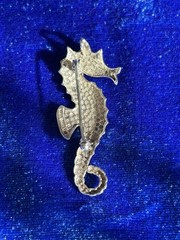 Vintage Sterling Silver Marcasite Seahorse Pendant Brooch Nice Old One