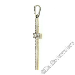 Vintage Unisex Silver & 18k Gold 0.66ctw Old Cut Pave Set Diamond Cross Pendant