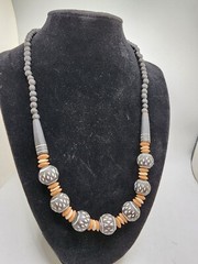 Vintage Multicolored Wooden Bead Necklace