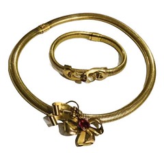 Signed CA Carl-Art Inc. 12K Gold Filled Stretchable Bracelet & Necklace 1950’s