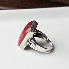 Vintage 925 Sterling Silver Red Jasper Statement Ring Size 7 – 7.13g