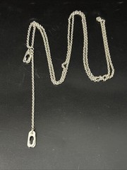 Vintage Sterling Silver Y Necklace Charm Holder Chain Casual Signed 8gram 26”