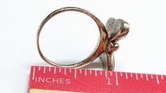 ONYX MOP RING SIZE 8 3/4 STERLING SILVER BUTTERFLY RING SIGNED 925 THAILAND SX