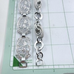 Vintage Two GERMANY Silver Tone Lightweight Bracelets Flamingo & Chain Link