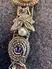 Gorgeous Vintage 1960’s GOLDETTE Gold Victorian Revival Slide Charm Bracelet