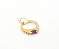 Vtg Sz 10 Ring Sm Purple Cubic Zirconia 18KGE Stackable Fashion Jewelry StyS3