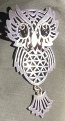 Large Sterling Silver Owl Pendant Sacred Geometry Design 3” 23g