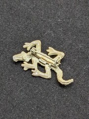 Vintage Alligator Brooch Iridescent Ivory Enamel Crocodile Reptile Lizard Pin