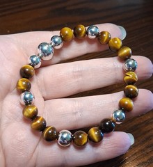 Vintage MILOR Italy Magnetic Sterling Tigereye Bracelet Fits 6.5″ See Pics/Descr