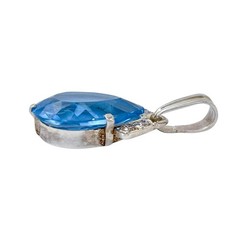 Vintage Sterling Silver 925 Blue Cubic Zirconia Teardrop Pendant