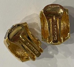 Elegant Cristian Dior Clip On Earrings w Enamel & Tapered Baguette Rhinestones