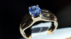 14k yellow gold 0.60ct tanzanite solitaire size 6 ring heated vintage 3.30gr