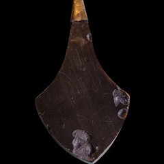 Vtg Tribal African Carved Wood Metal Embellished Pendant 3.5in Some Damage