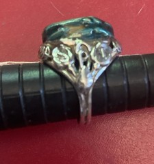 Vintage Egyptian Revival Blue Winged Scarab Beetle Sterling Silver Ring Size 5