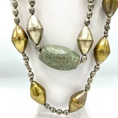 Vintage Tribal Necklace Set Mixed Metal Beads Natural Stone Boho Ethnic Layered