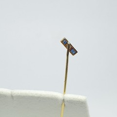 Antique Art Deco 18kt Gold Diamond Sapphire Stick Pin Geometric Square – 319