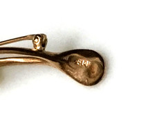 VINTAGE~14K YELLOW GOLD PEARL FIGURAL WISHBONE PIN BROOCH~2.8g~GOOD LUCK JUNE