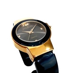 Vintage Joan Rivers Black & Gold Watch Bangle SEE DESCRIPTION Free Ship!