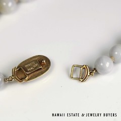Ming’s Hawaii Pale Lavender Jade 9mm Bead 14k Yellow Gold Clasped Necklace 30″