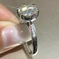 Antique Lab Created Diamond Solitaire Engagement Wedding 925 Silver Ring For Her