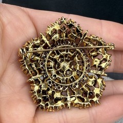 Vintage Lisner Brooch Clip On Earrings Set Gold Tone Blue READ