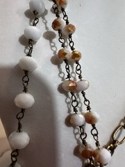 3-Layer Beaded Necklace Gold Tone Multicolor Neutral Boho Chic Long