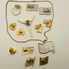 Vintage Patriotic Jewelry Lot Brooch Pin Earrings Ring Necklace Flag Heart