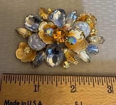 Vintage Juliana Periwinkle Blue AB Rhinestone Brooch Goldtone D&E Book Piece 3″