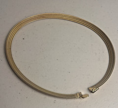 Monet Gold Tone Omega Choker Necklace 17″ Flat Mid Century Modern Vintage MCM