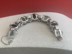 Vtg. D & E Rare Juliana 5 Link 7” Bracelet Silver Tone Black/ Green/ Gold BinM