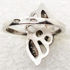 Vintage Elegant RING Silver 925 with Chic Bright Stone -size: 6.75US (17mm) #123