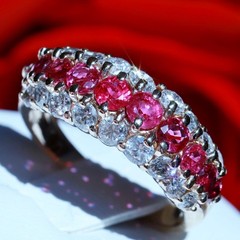 14k yellow gold 1.50ct natural diamond size 6.75 ring ruby band heated 4.95gr