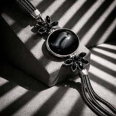 Black Onyx Bracelet Sterling Silver Cluster Boho Statement 925 Multi Strand