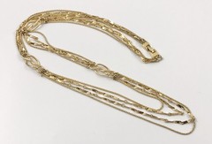 Vintage Monet Multi Strand Layered Long Necklace Gold Tone 32 In. #502