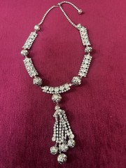 FABULOUS DRAMATIC STATEMENT VTG RHINESTONE DRIPPING TASSEL BIB NECKLACE