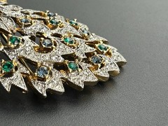 Designer (Panetta?) Signed Pave Rhinestone Peacock Brooch