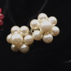 VINTAGE BEADED CLIP ON EARRINGS LOT ONE SIGNED WEST GERMANY
