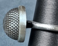 Signed KC Modernist Silver Tone Textured Dome Ring Size 6.75