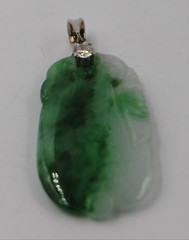 Vintage 14ct White Gold Jade & Diamond Pendant (FREE AUSTRALIAN POST)