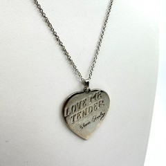 Vintage Elvis Presley Love Me Tender Heart Pendant Necklace Silver Tone Retro