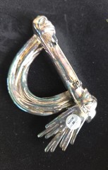 Vintage Israeli Modernist Sterling Silver Hand Brooch Pin Wire Wrapped 925 31g
