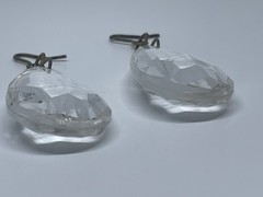 Vintage Glass Prism Earrings Dangle Drop Artisan Brass Hooks Reflects Light 2”