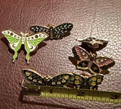 Lot Of 6 Vintage Metal With Enamel Butterfly Brooches In Various Colors