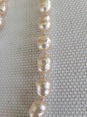 Vintage Signed Les Bernard Baroque Faux Pearls Cream Hand Knotted 29”Necklace