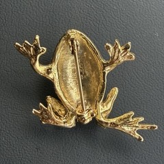 Vintage 80s Cabochon Gripoix Glass & Crystal Pavé Frog Brooch By Sphinx