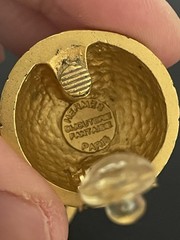 Hermès Paris Signed Gold Tone Round Dome Clip-On Stud Earrings