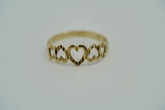 Vintage 1990s 10k Diamond Cut Heart Ring Size 7.25 0.89g