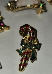 6 Christmas Brooch Rhinestone Enamel Pins Costume Jewelry, 1.5-2.5 Inches
