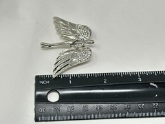 Beautiful Silvertone Clear Rhinestone ANGEL with Wings Pin